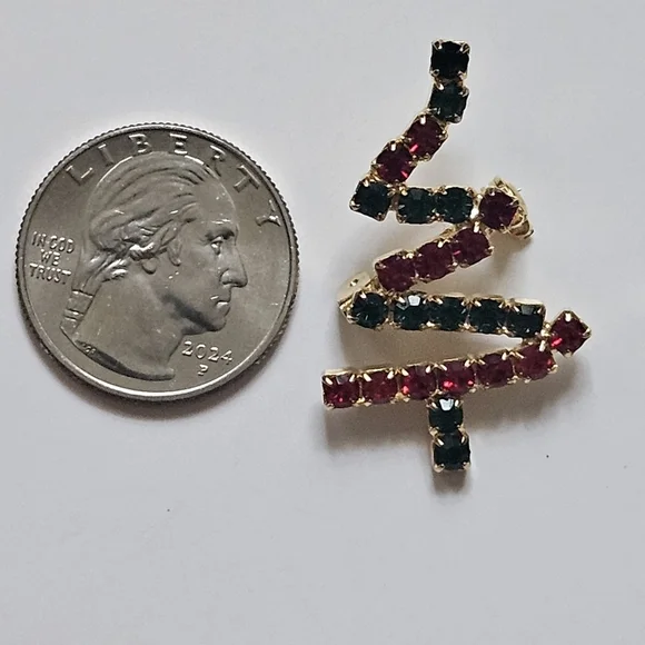 Costume Jewelry Christmas Rhinestone tree Holiday Brooch Pins - Picture 5 of 5